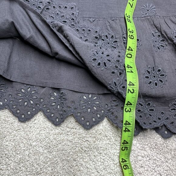 NWT Ann Taylor LOFT Gray Dress Size 4 Embroidered Eyelet Floral Flounce Hem $98 - Picture 11 of 12